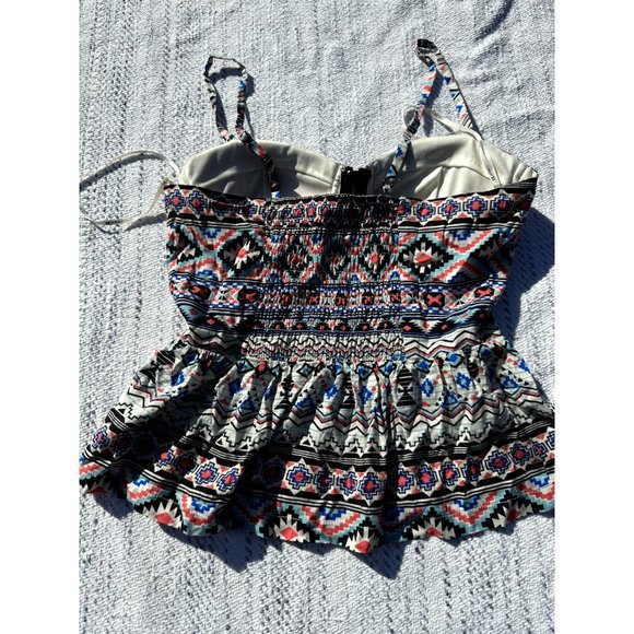 Forever 21 Top Medium Multicolor Tank Full Zip Sleeveless Western Rayon Womens - Picture 6 of 10